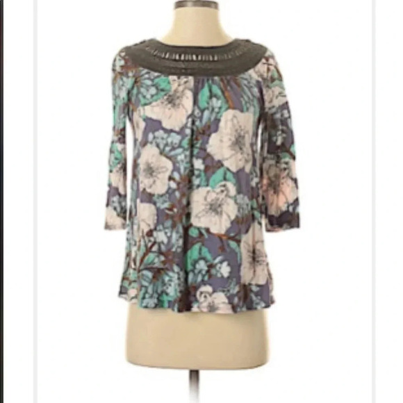 Anthropologie Meadow Rue Floral Print Top - Picture 6 of 8